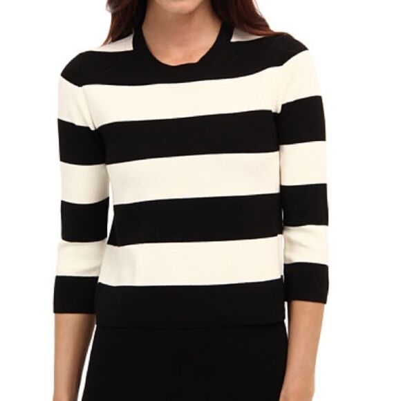 Women's Theory 'Prosecco' Crop Sweater Black/Ivory - Picture 1 of 6